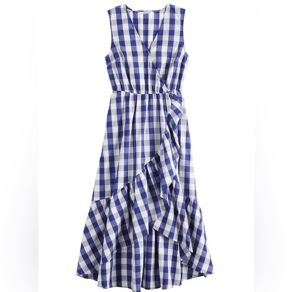 POPSUGAR Blue and White Asymmetrical Dress